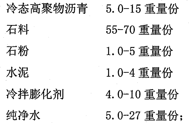 Cold mixing high polymer modified asphalt concrete and preparing method thereof