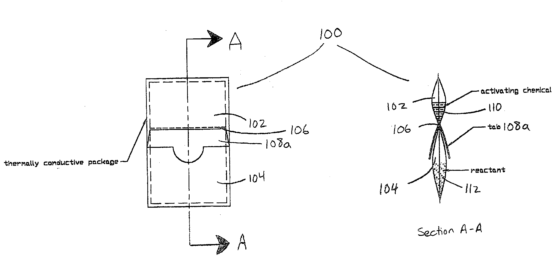 Trigger mechanism for self-heating/cooling packages or containers universally applied to both rigid and non-rigid packages and containers