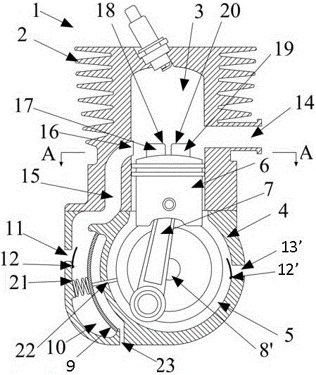 Two-stroke stratified scavenged engine