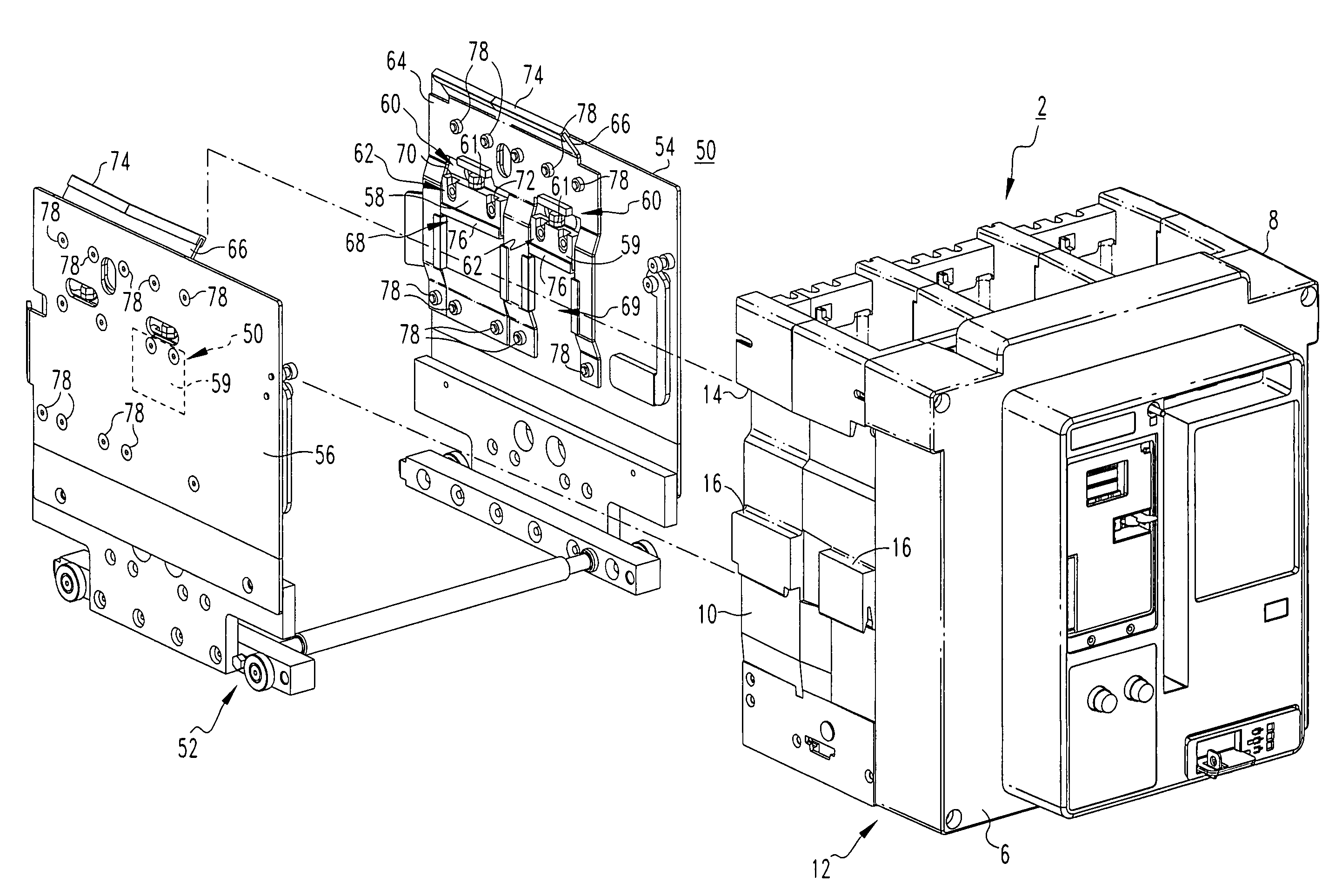 Electrical switching apparatus and adjustable mounting assembly therefor
