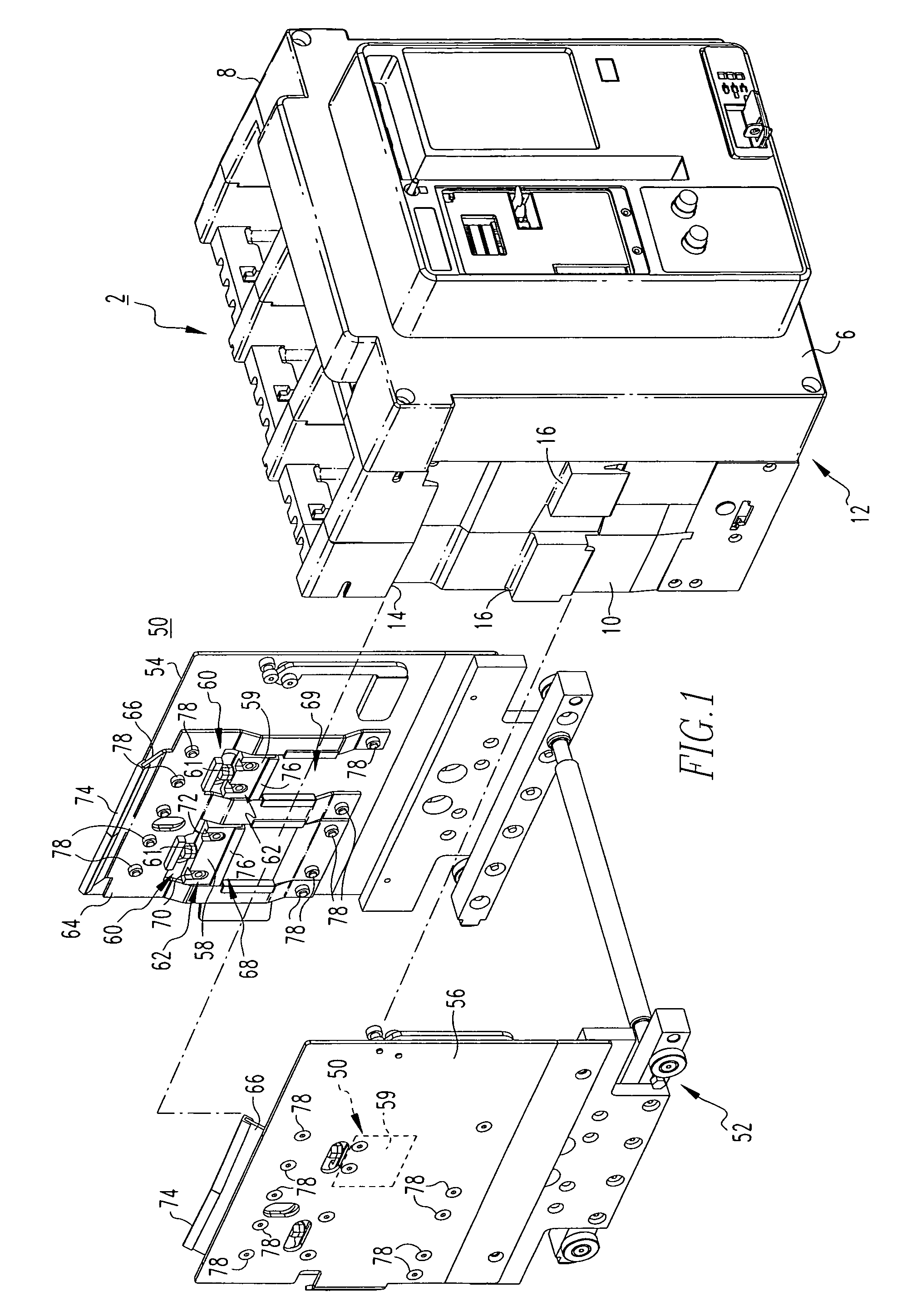 Electrical switching apparatus and adjustable mounting assembly therefor