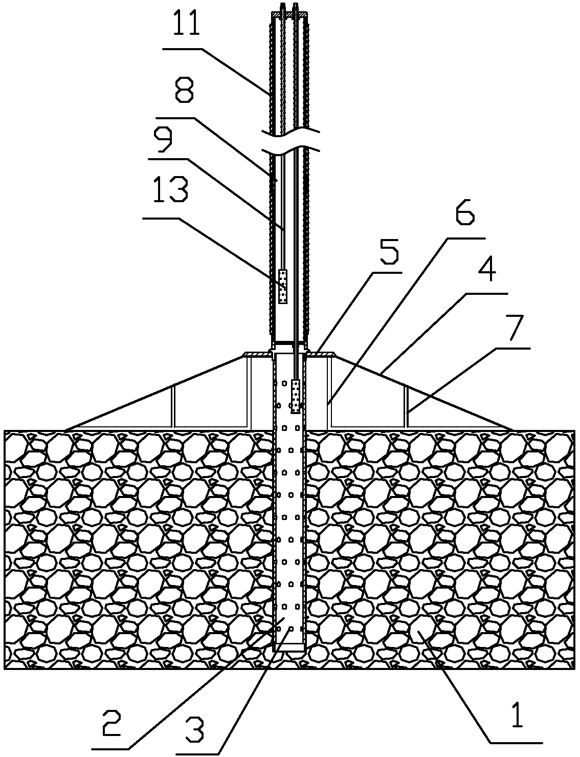 Earthquake precursor soil fault evolved gas outlet observation well structure