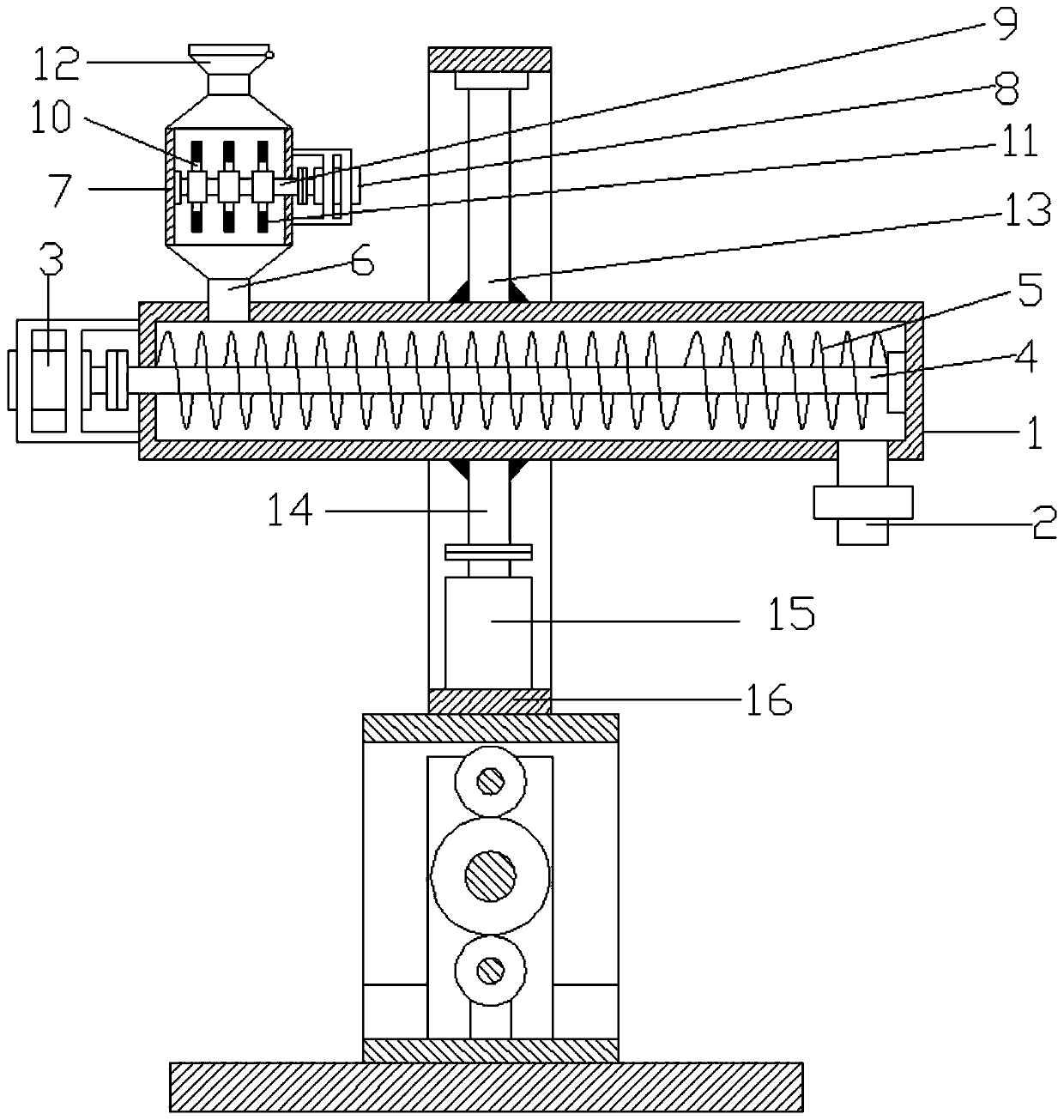 An adjustable material feeding device