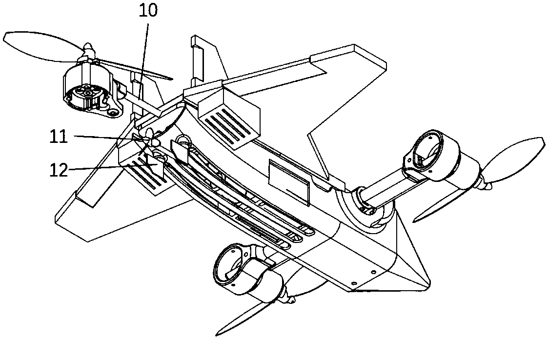 Sea-air-land-dive quadrangle tilting three-rotor unmanned aerial vehicle with capacity of vertical take-off and landing