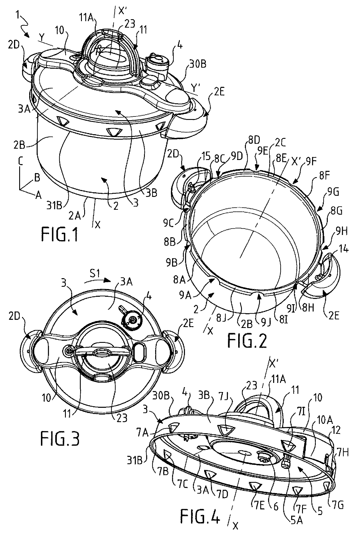 Pressure cooker provided with a manual control for controlling locking