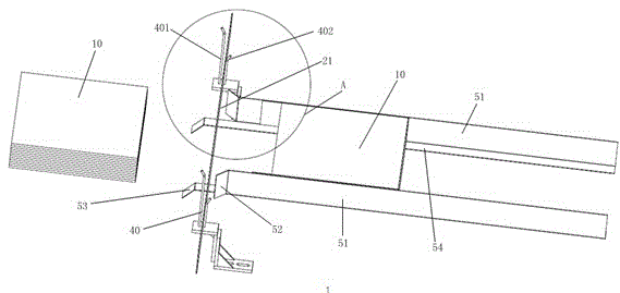 Foxing placing device of ceramic tile packaging equipment