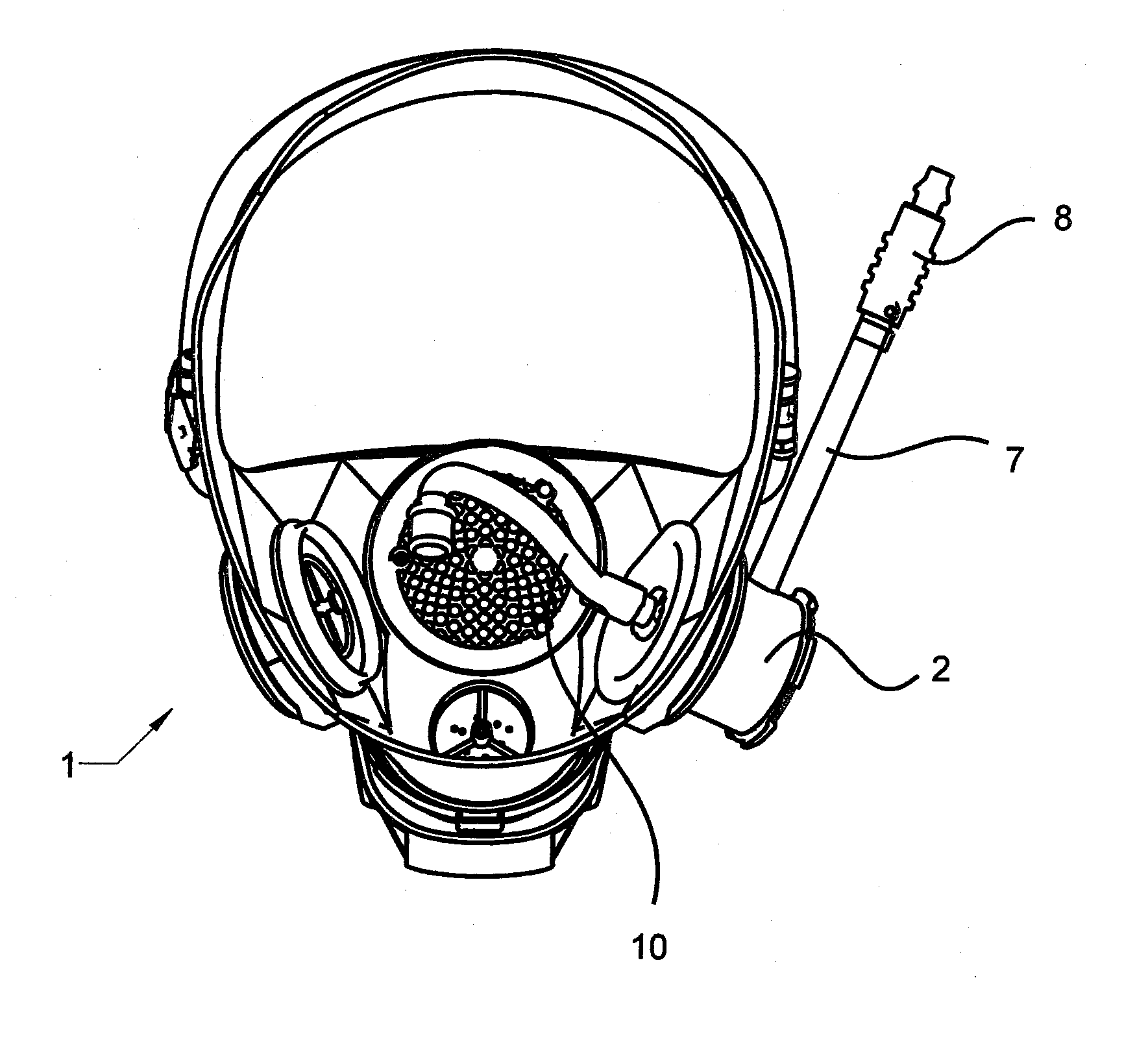 Gas mask with a drinking device