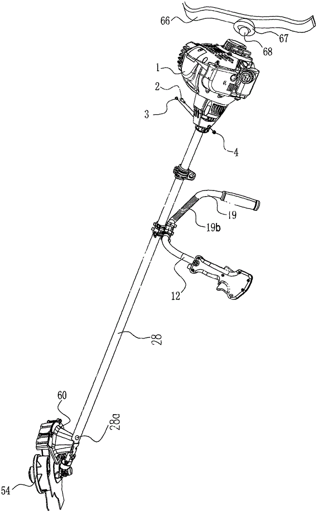 Grass trimmer having semi-balance deflection angle and provided with parabolic wing blade LPG (liquefied petroleum gas) engine