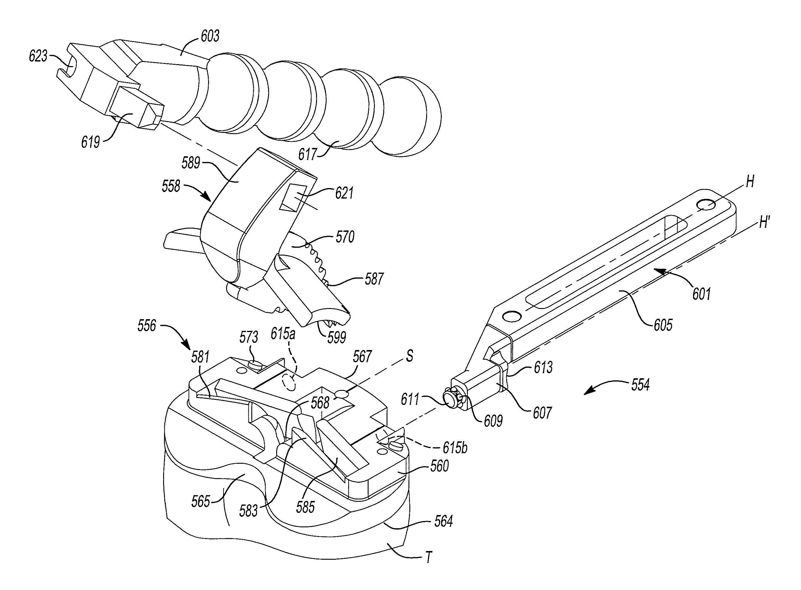 Instrumentation and method for implanting a curved stem tibial tray