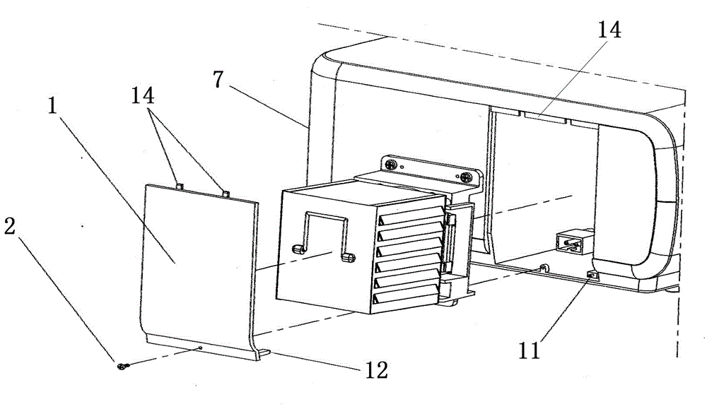 Projector with bulb detached laterally