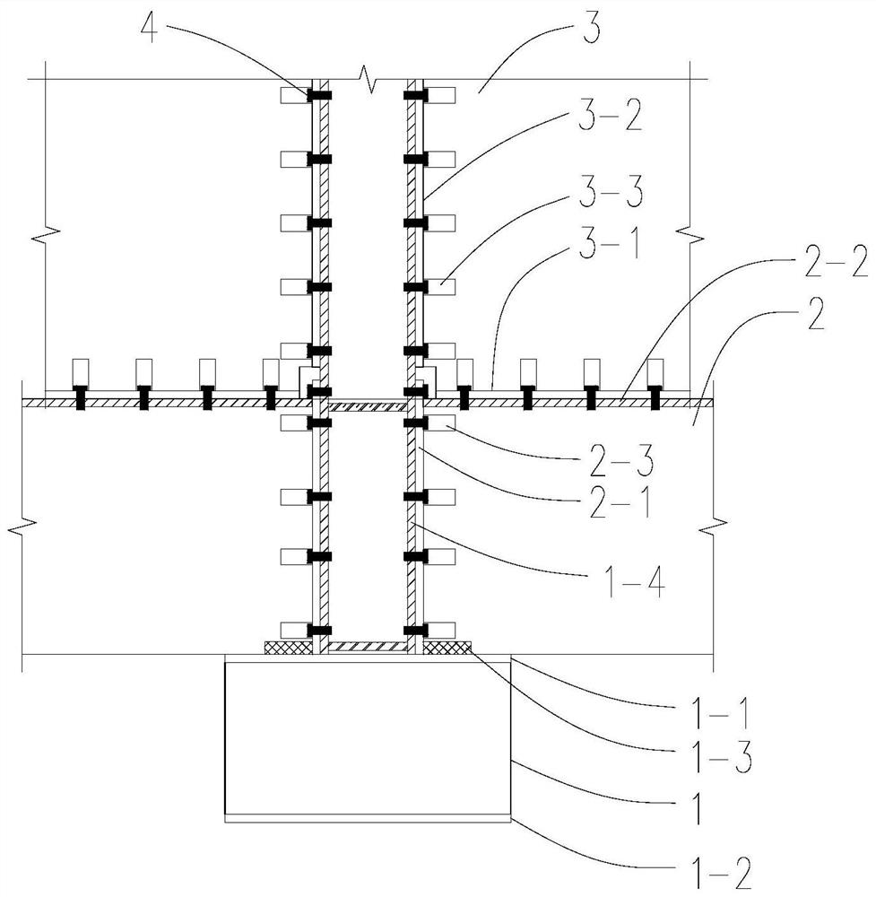 Prefabricated concrete ground beam-shear wall connecting joint and construction method thereof