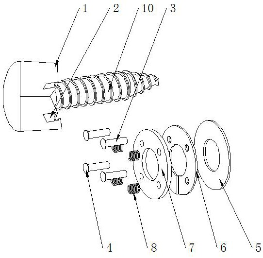 Fixed torque connecting piece anti-vibration buffer combined screw