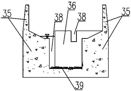 Ecological fishway with high and low inlets and main and auxiliary outlets being in vertical seam type