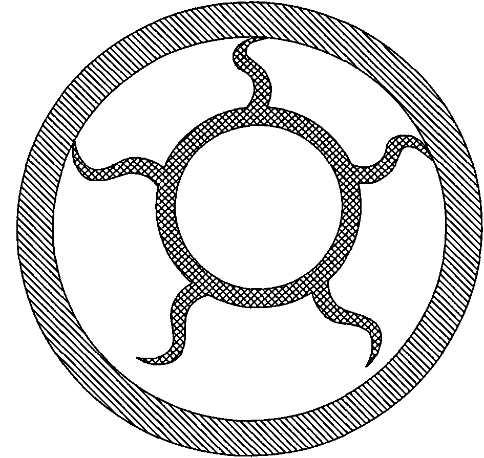 Rotating flexible shaft supporting tube formed by asymmetrically combining single-sheet type supporting blades