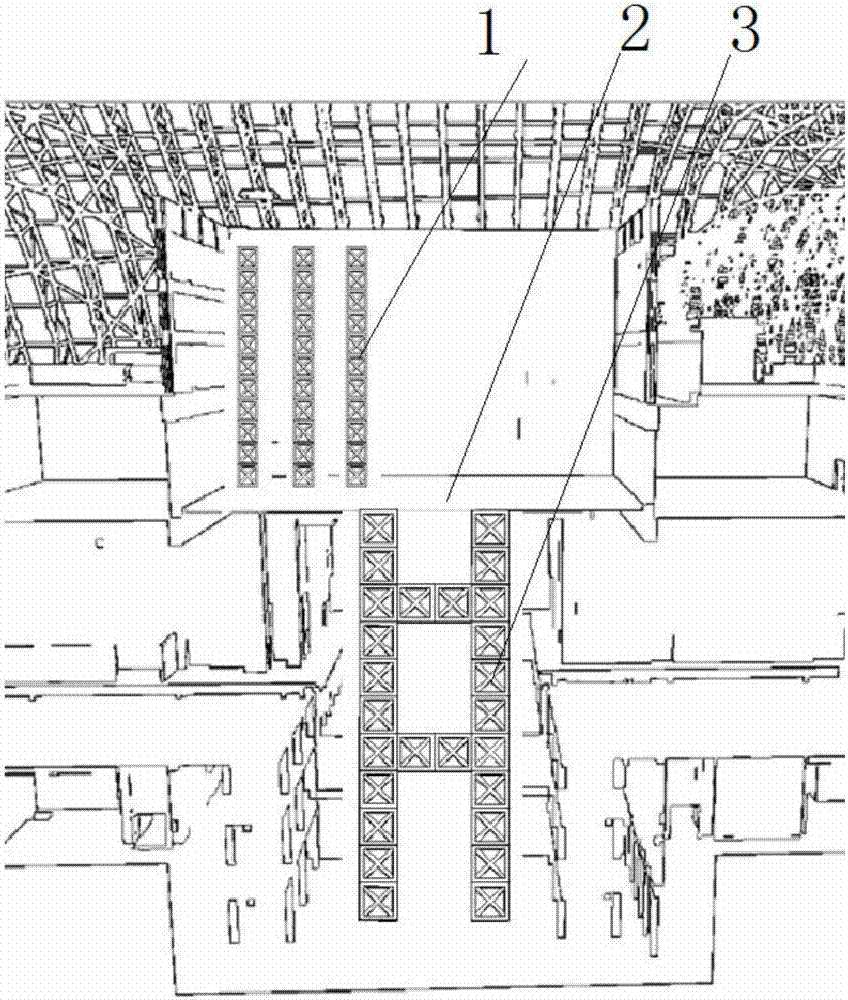 Inverse installation and construction method of indoor stage steel structure in theater