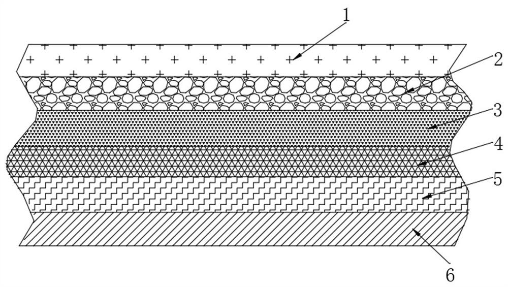 Sponge city road surface permeation paving structure and paving method thereof