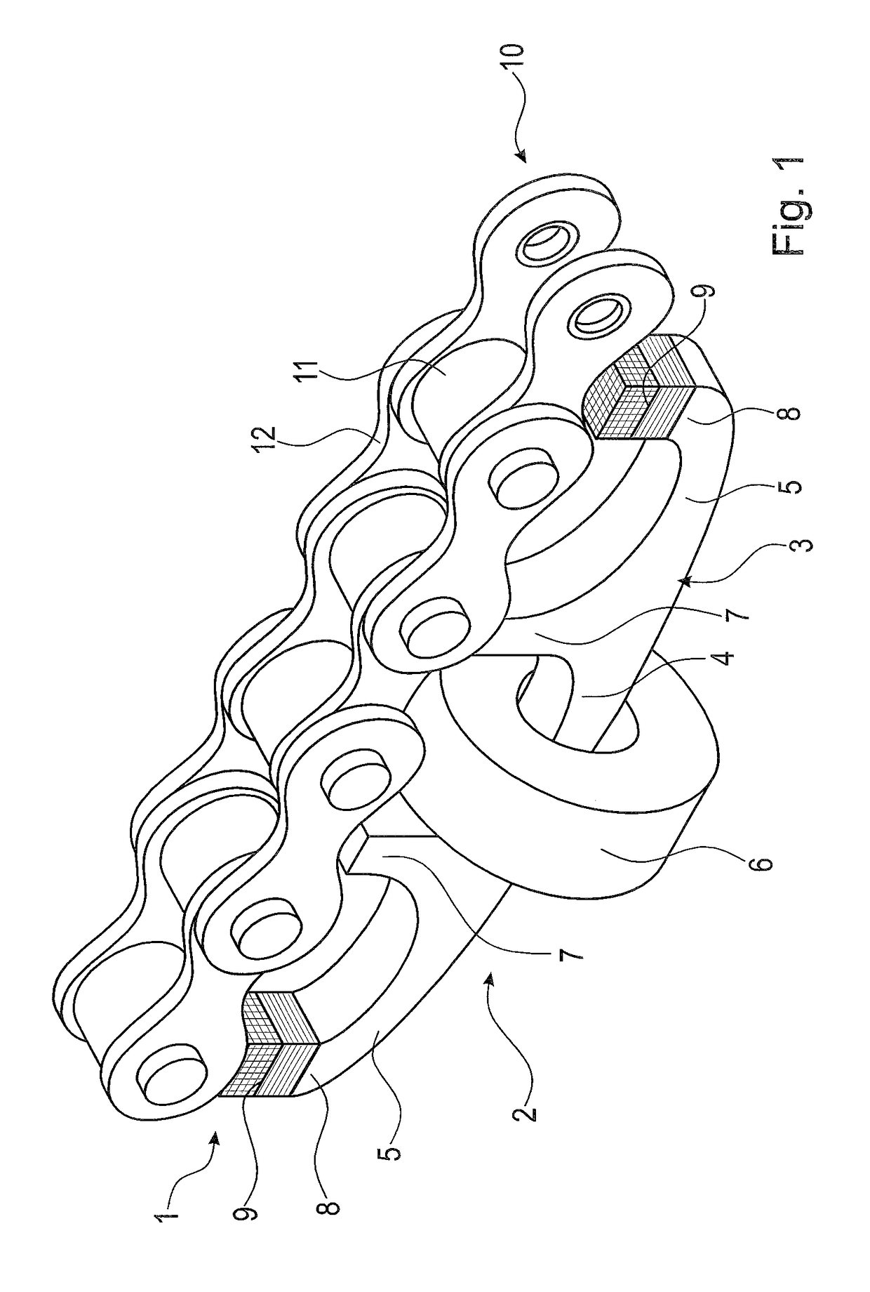 Reluctance chain sensor and method of measuring the chain elongation