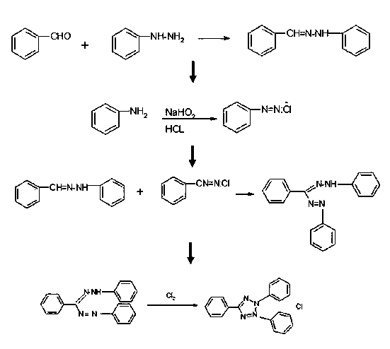 Synthesis method of chloridized-2,3,5-triphenyl tetrazolium chloride