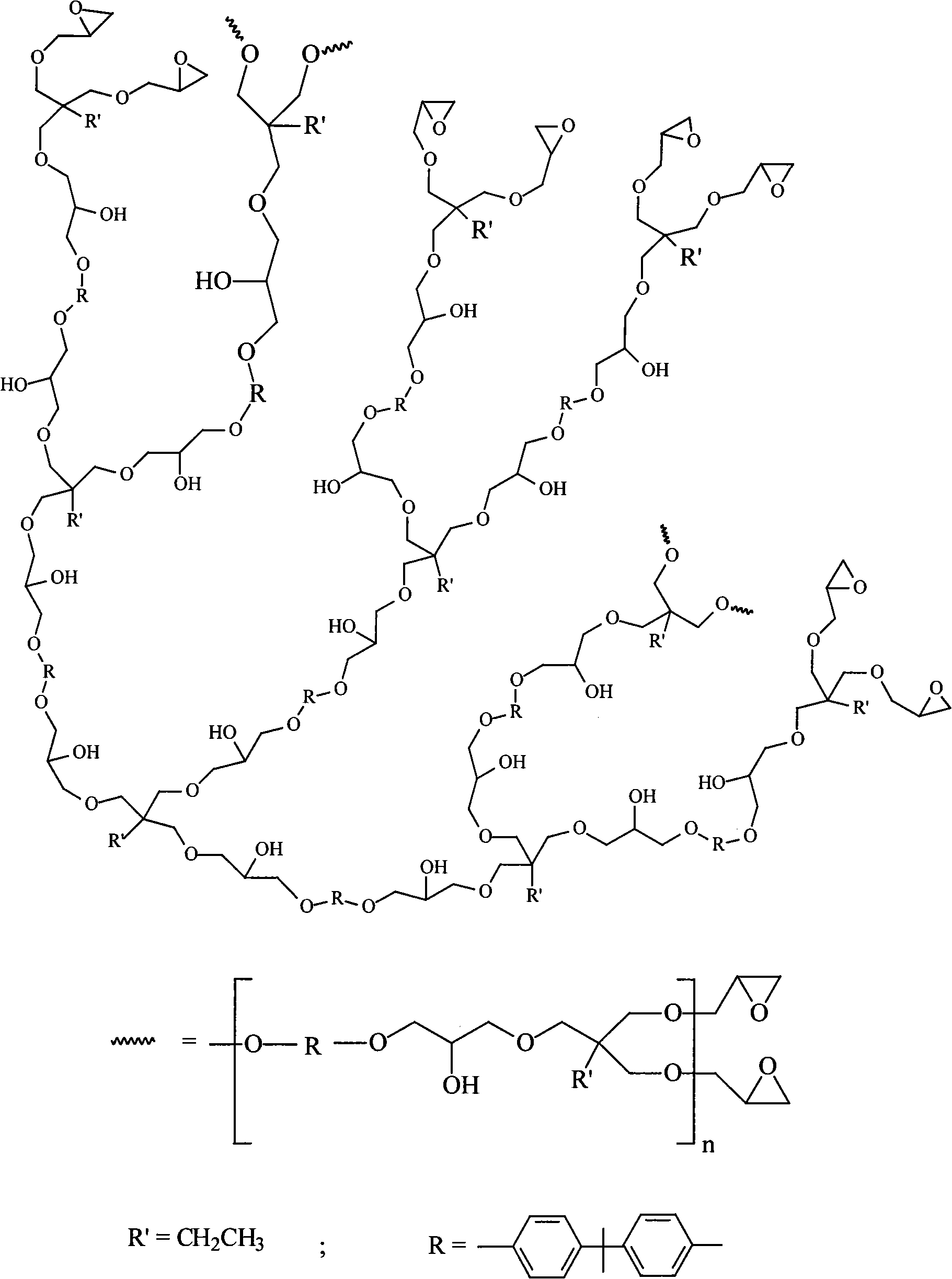 Polyether type hyperbranched epoxy resin and preparation method thereof