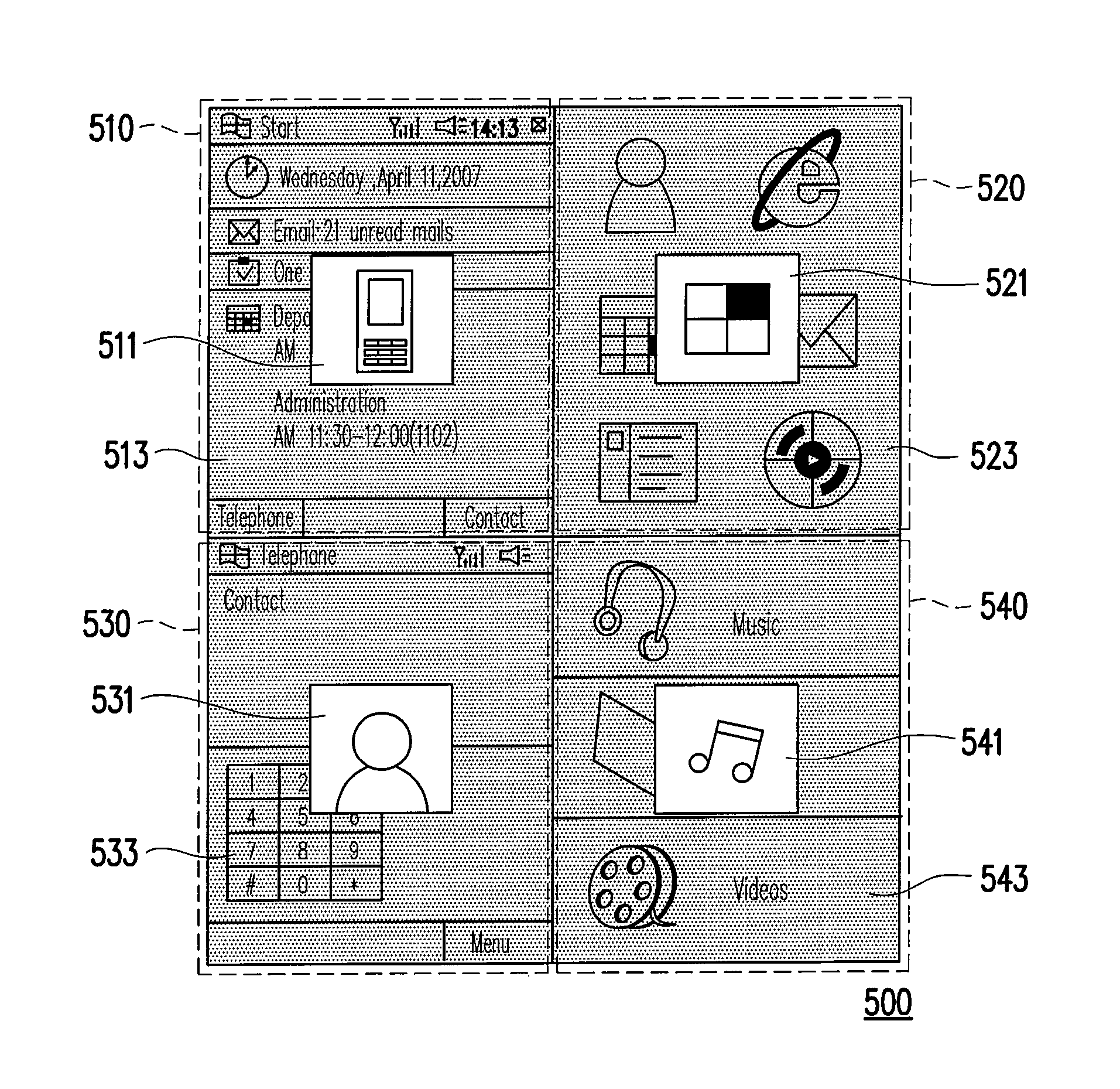 Graphical menu interface, implementing method thereof, and operating method thereof