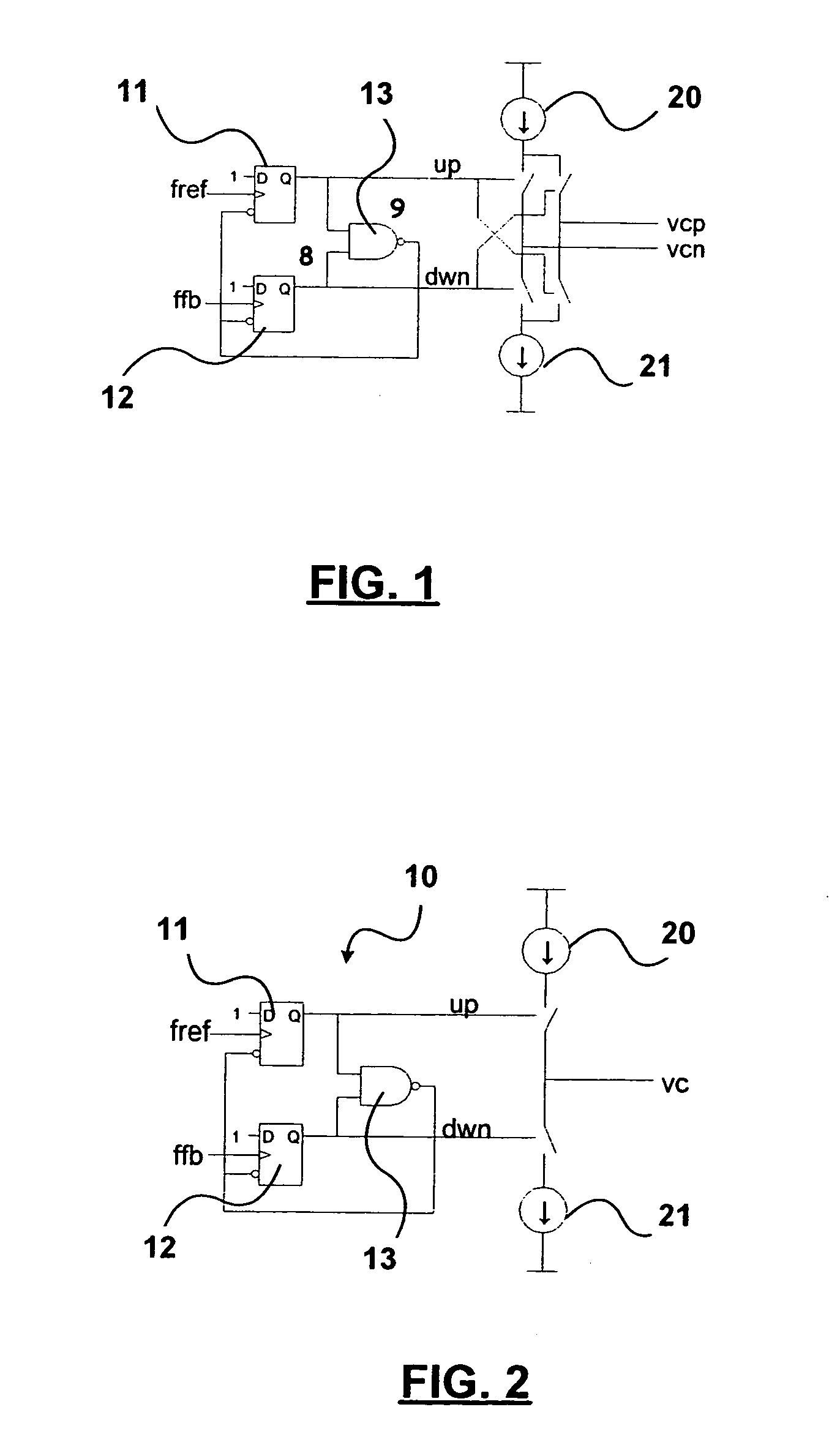 PLL phase/frequency detector with fully differential output charge pump