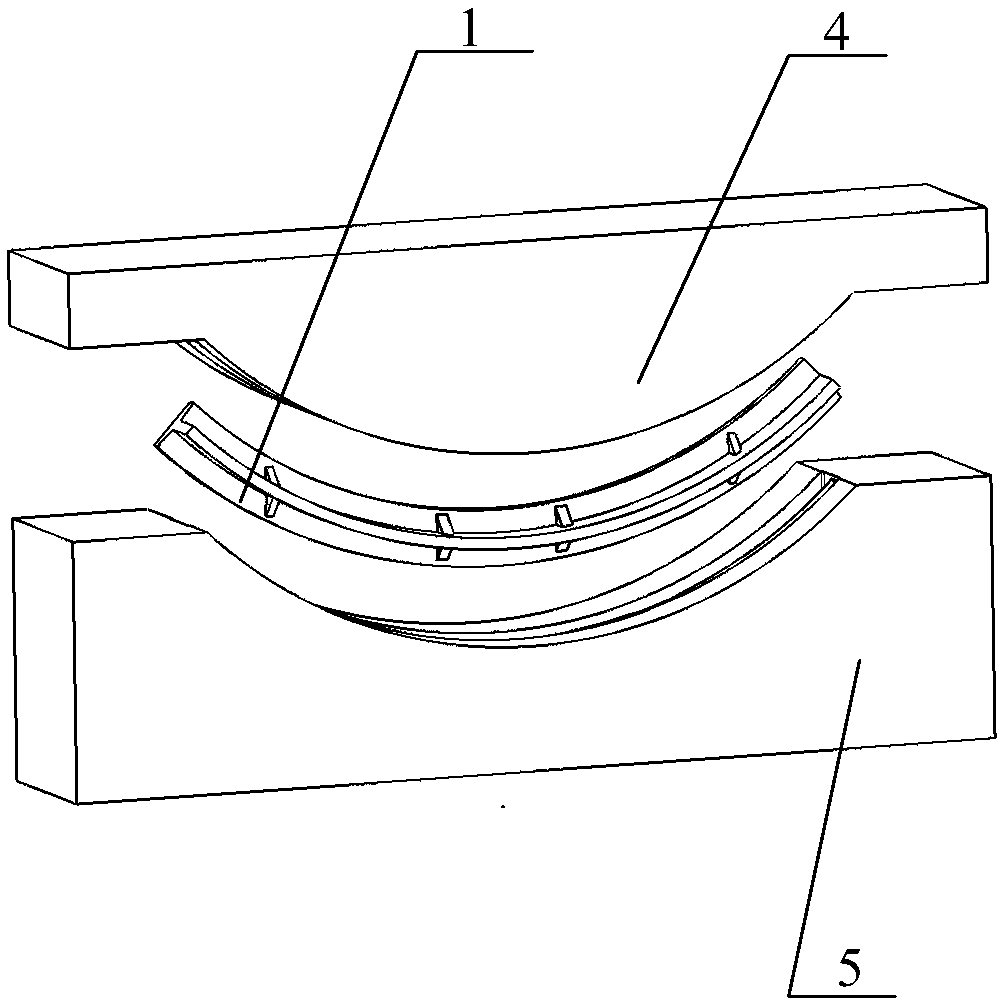 Technological method for removing residual stress of arc-shaped forging