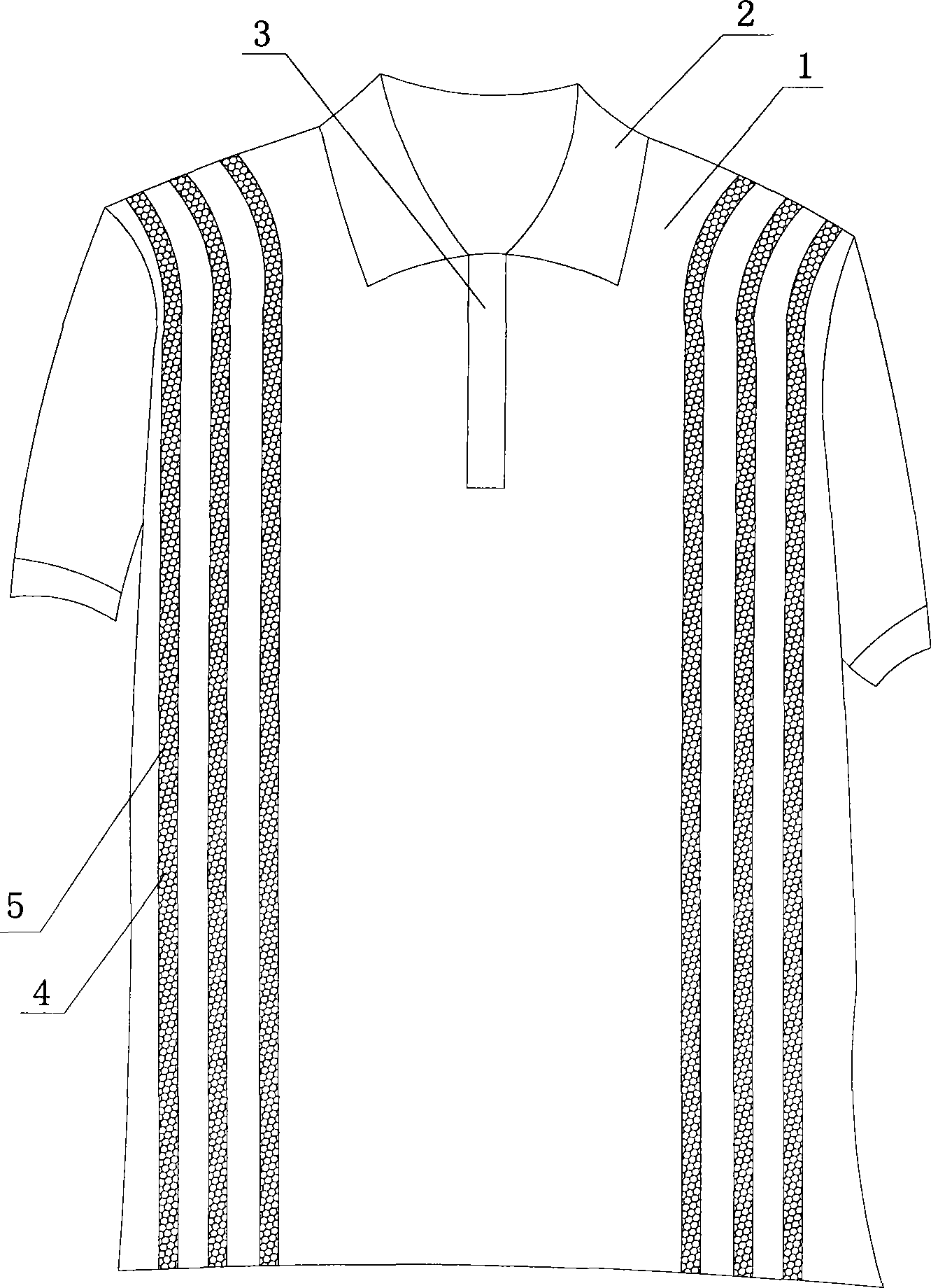 Luminous fabric garment with ventilation strip holes