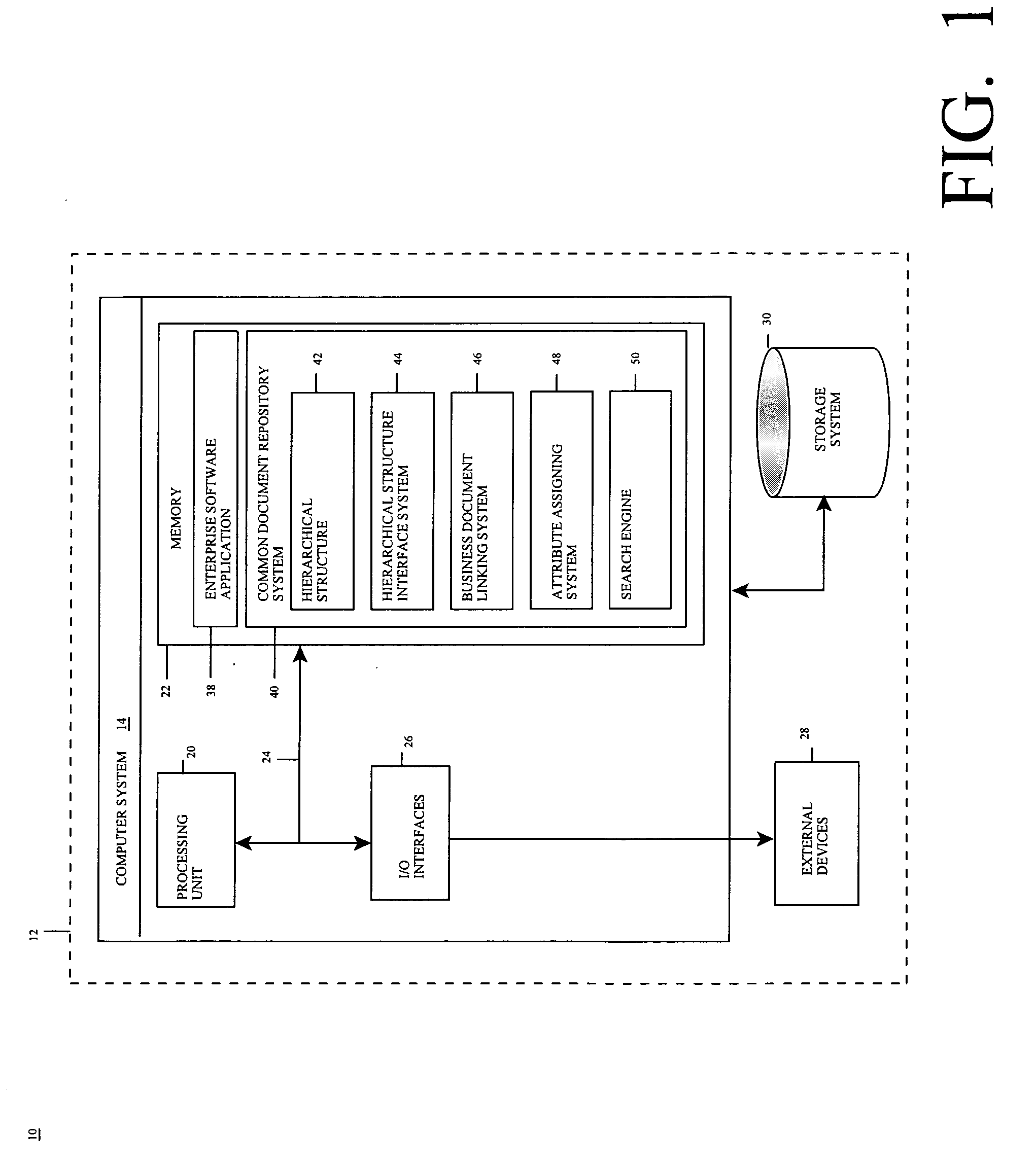 Computer-implemented method, tool, and program product for storing a business document in an enterprise software application environment