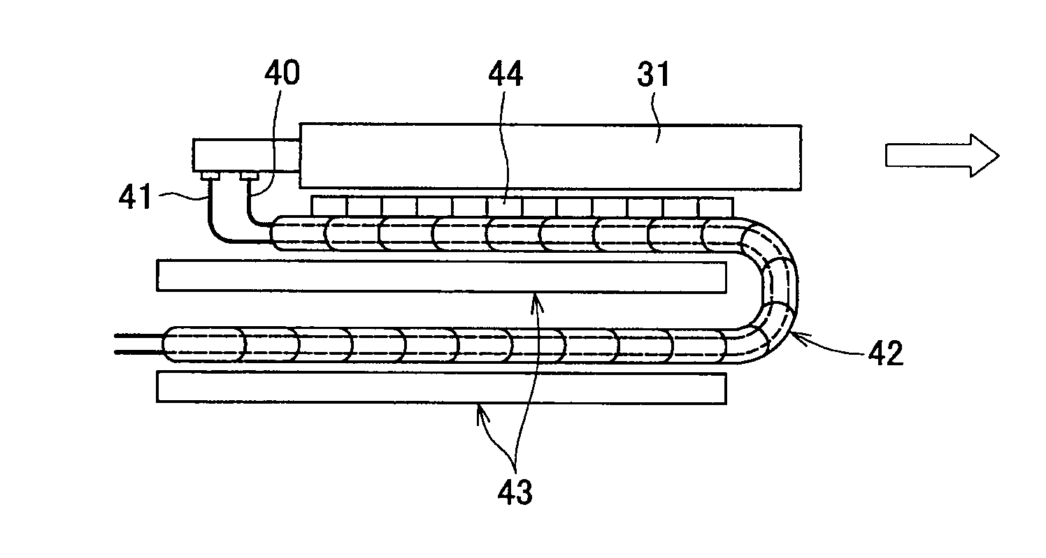 Cooling device including a water-absorbing member and image forming device