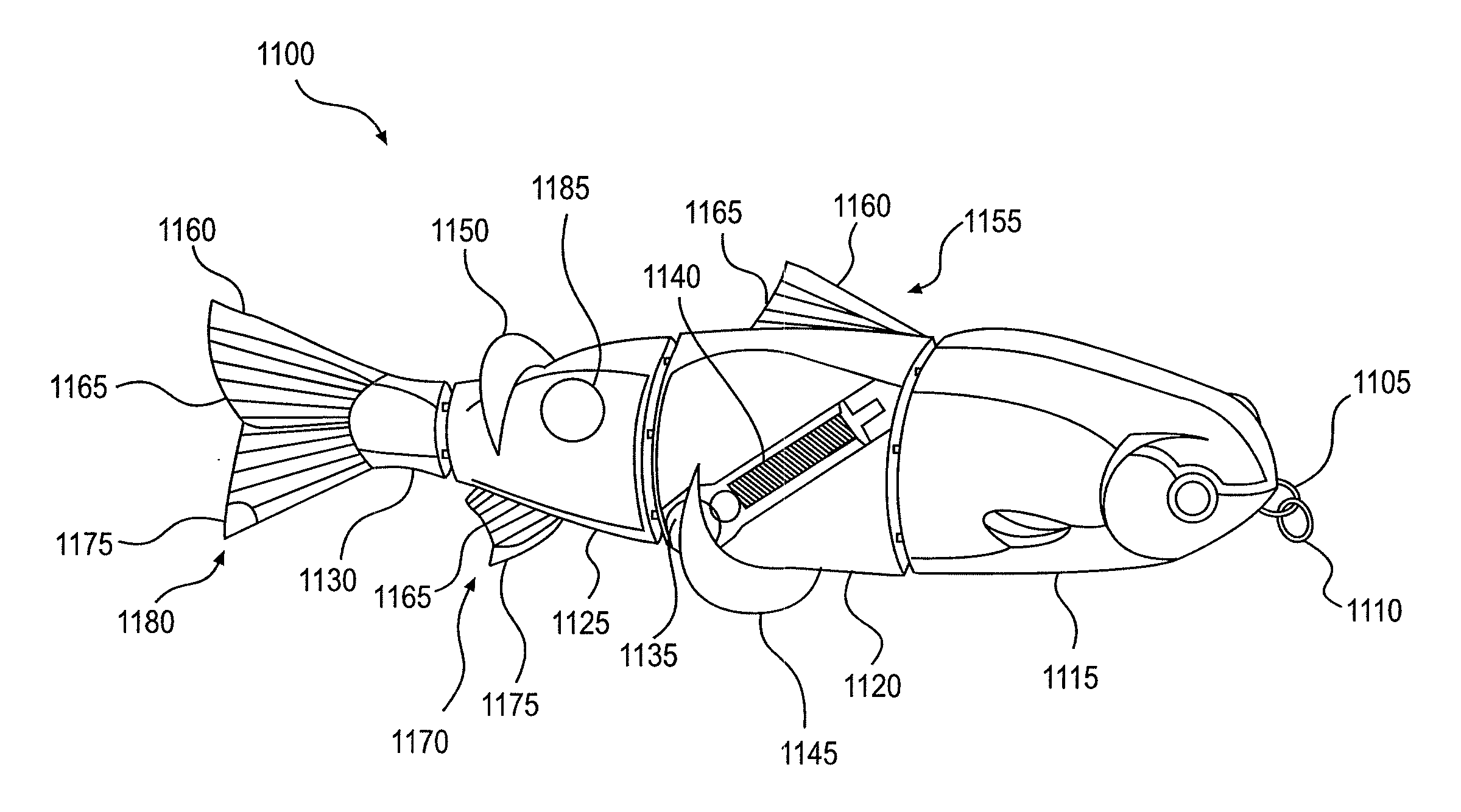 Fishing lure with mechanically-actuated lower frequency tone generation device