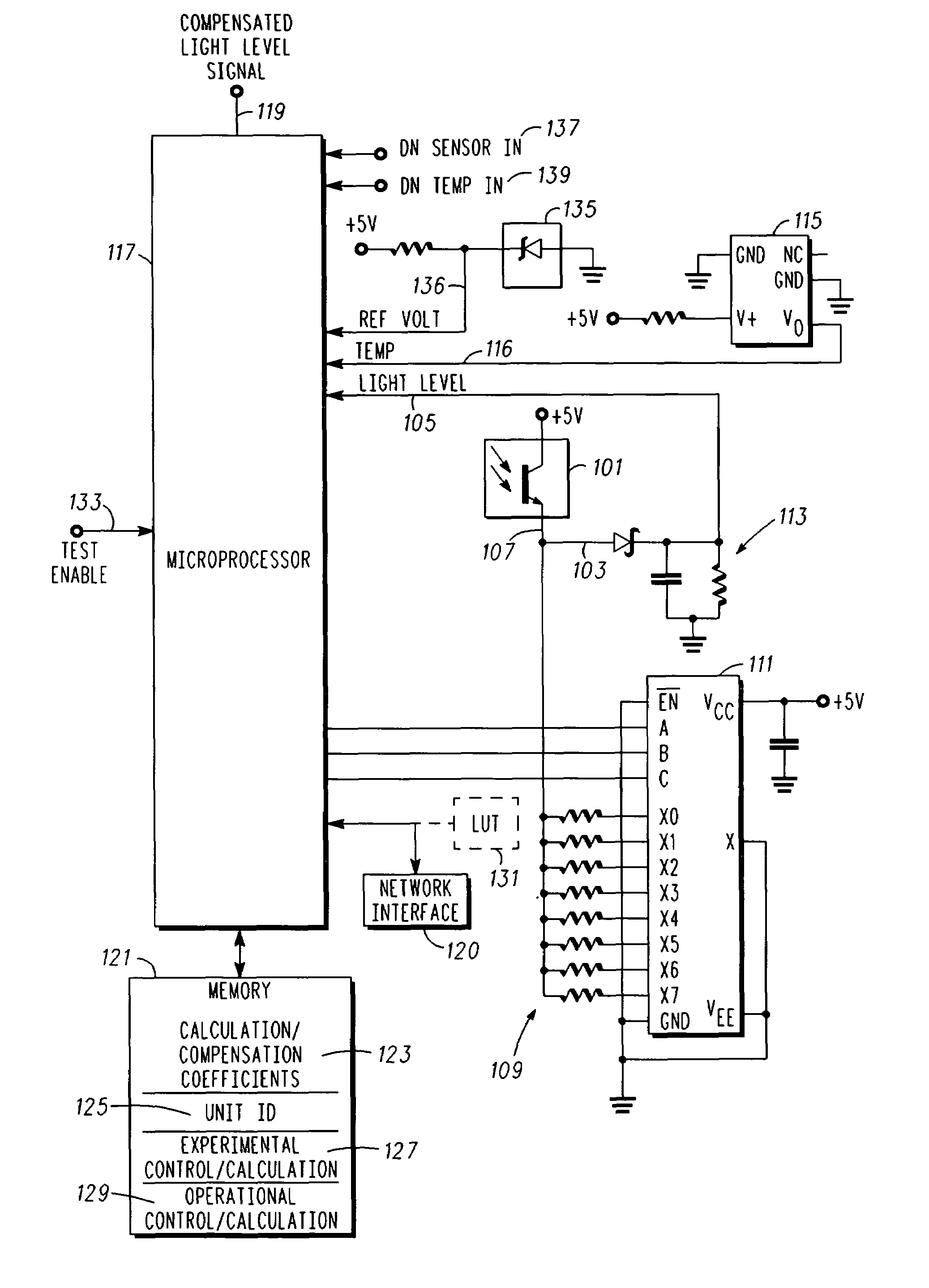 Photo detector with compensated output and method involving same