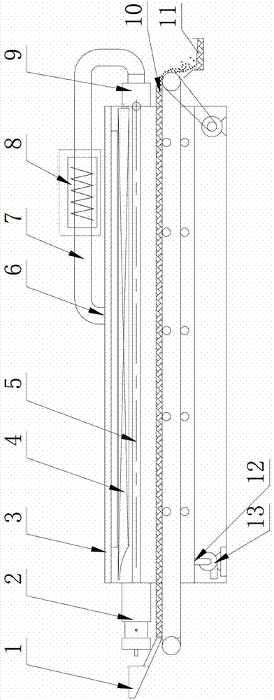 High-temperature flue gas medium and short wave infrared and convection dual-function drying device and method