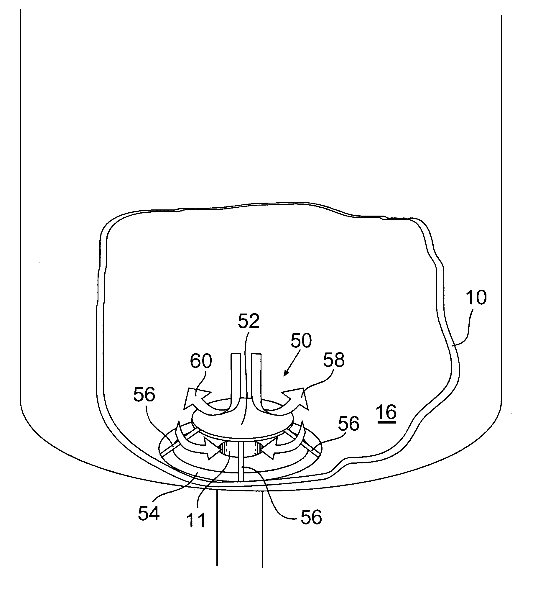 Container having vortex breaker and fluid diverter and system