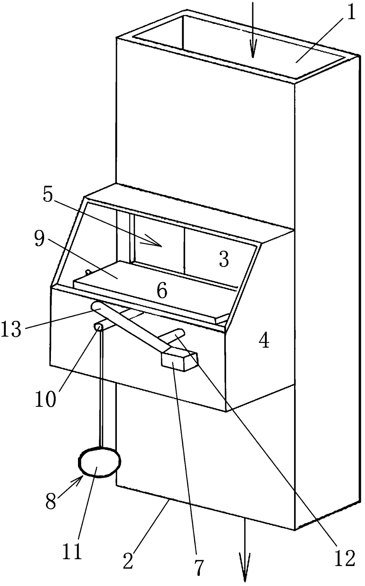 Blanking device and material conveying system