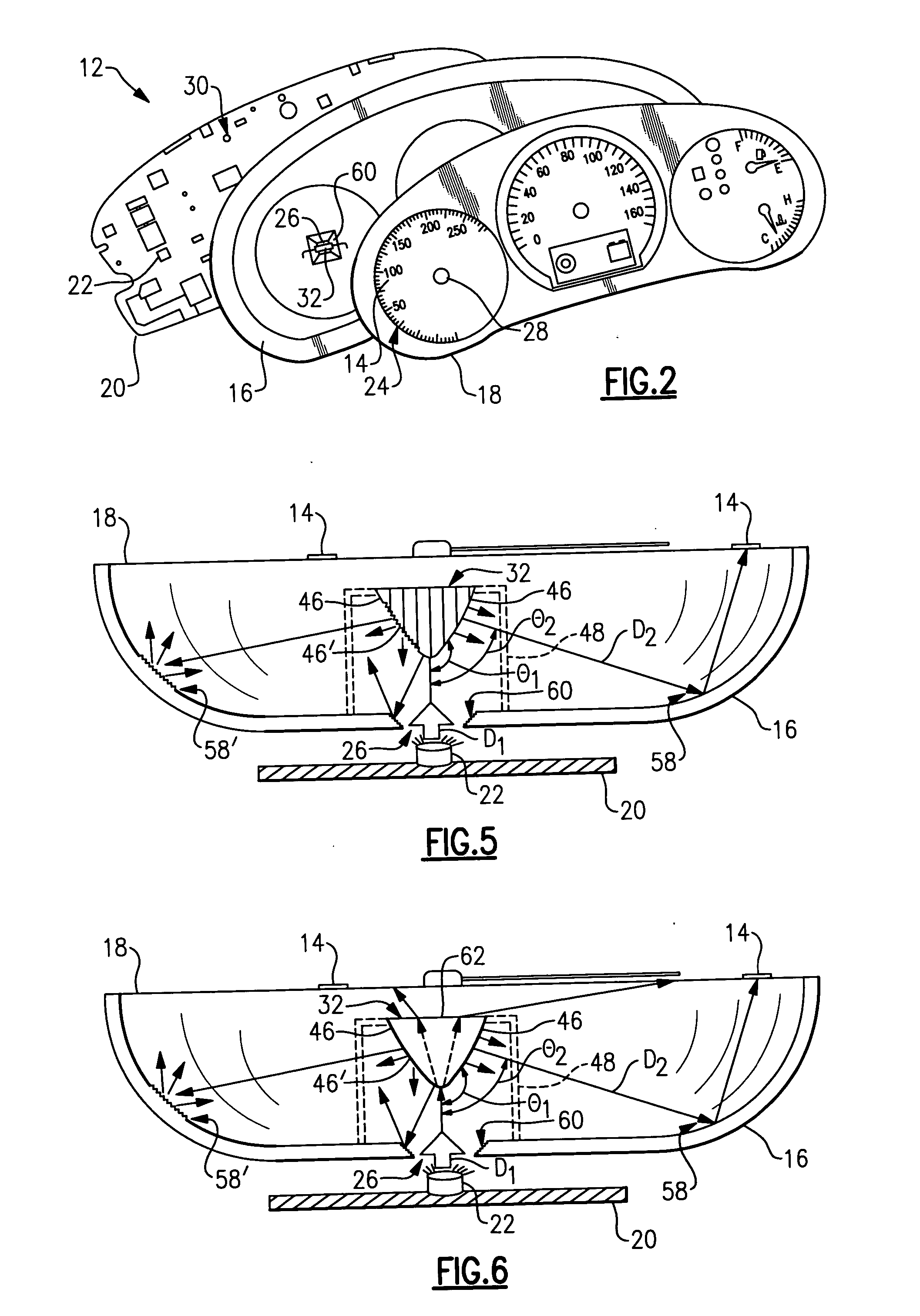 Instrument panel housing with light diffuser