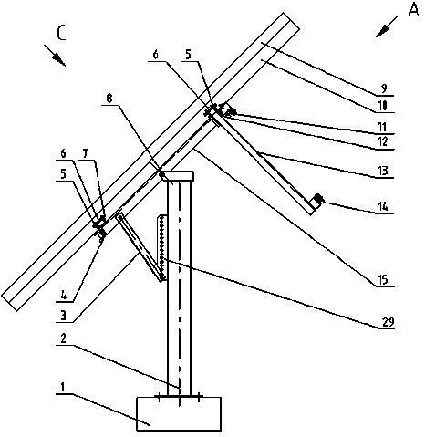 Single-stand-column double-shaft solar tracking device