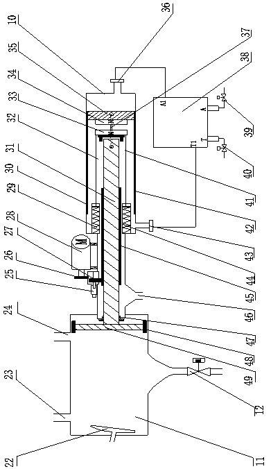 A gas water seal rapid water replenishment and drainage cylinder on-line unclogging device