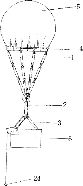 Internal shrinking tensile rope parachute