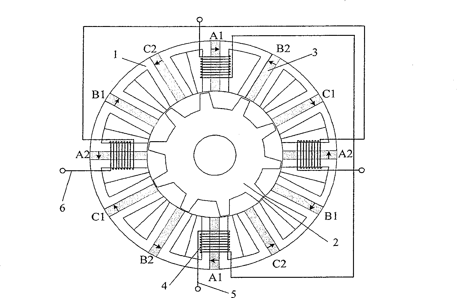 Double-channel fault tolerant type flux switch permanent magnet motor and control method thereof