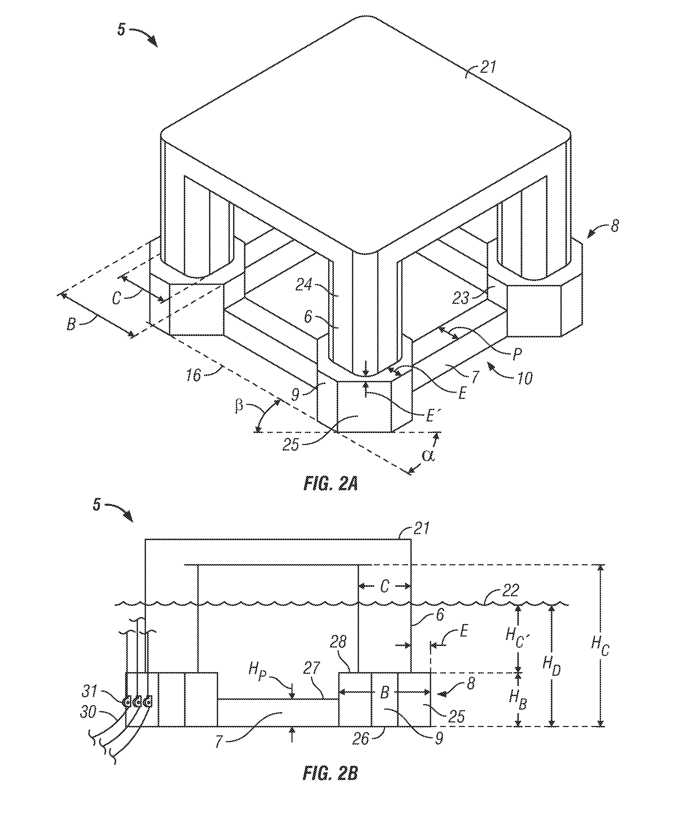 Semi-submersible floating structure for vortex-induced motion performance