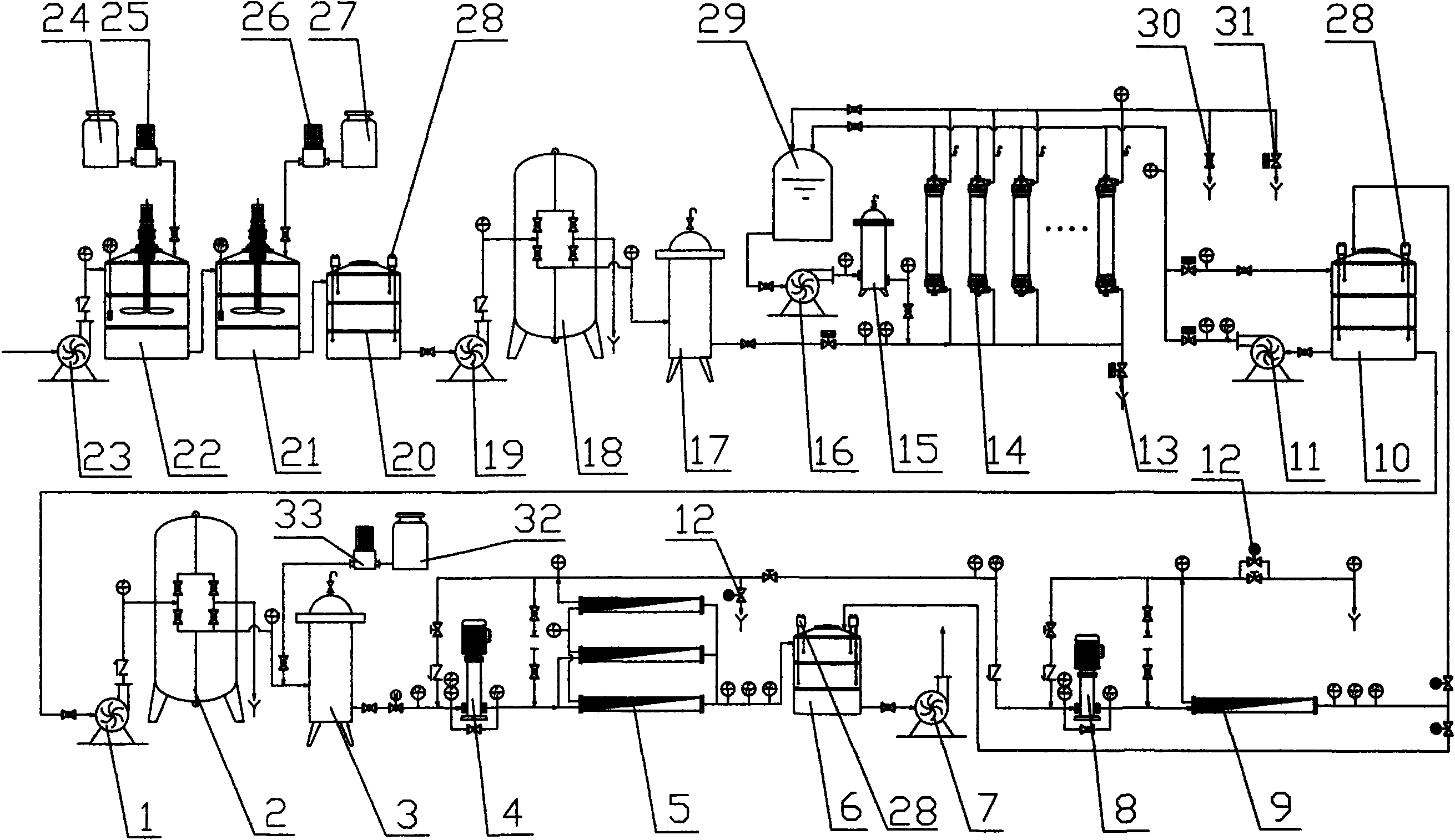 Electroplating reclaimed water recycling and treating system