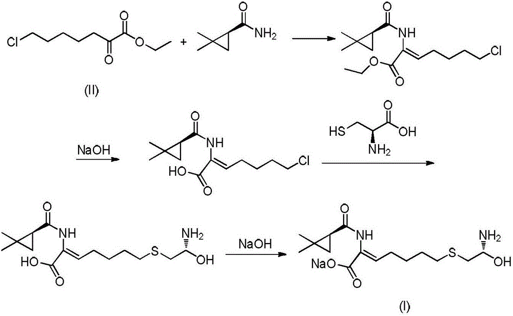 Preparation method of 7-chlorin-(1-oxo ethyl) ethyl oenanthate