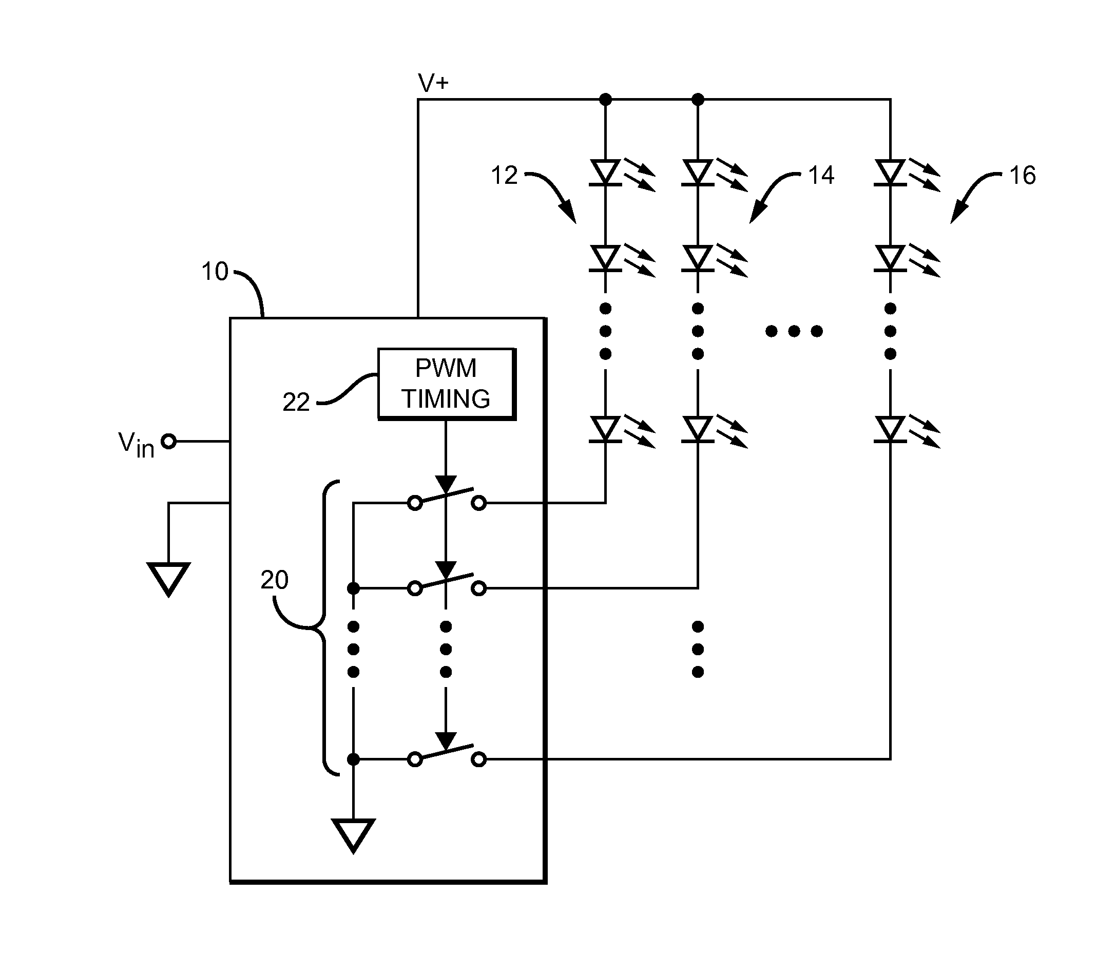 Multi-string LED driving method and system