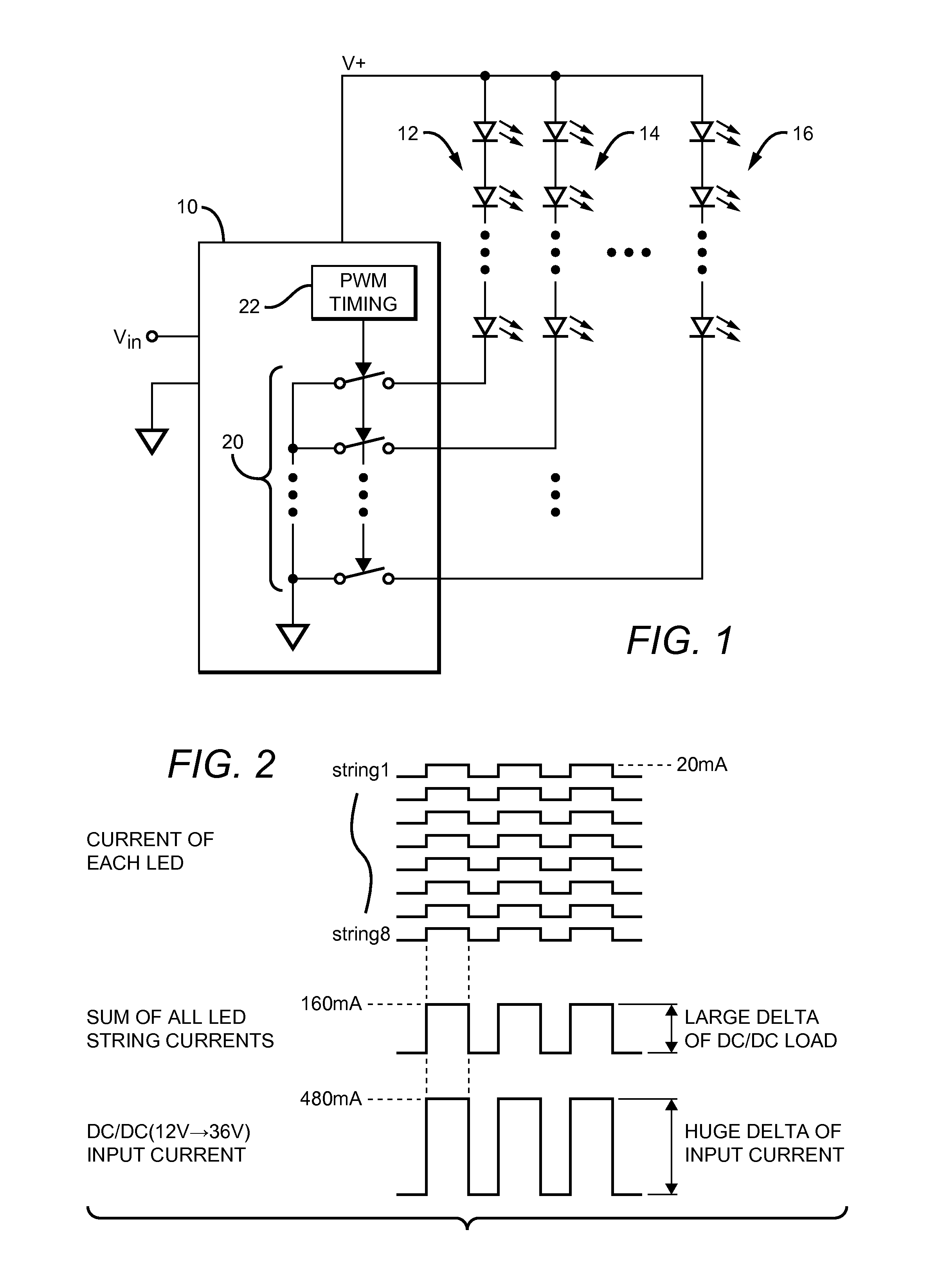 Multi-string LED driving method and system