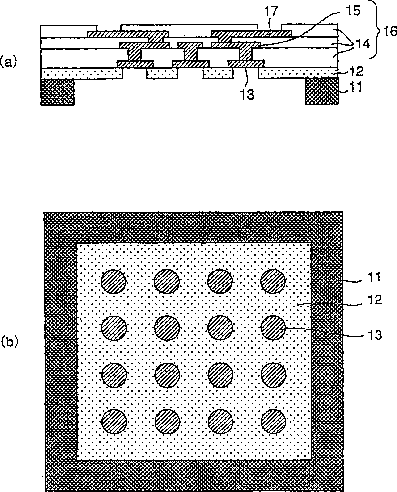 Semiconductor device mounting board, method of manufacturing the same, method of inspecting the same, and semiconductor package
