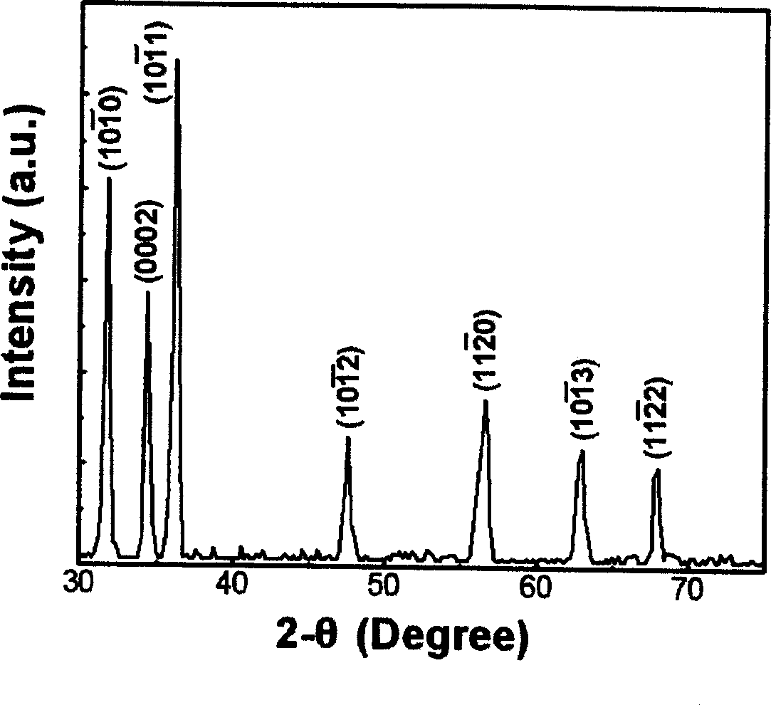 Method of growing nano-rod shaped zinc oxide by hydrothermal decomposition