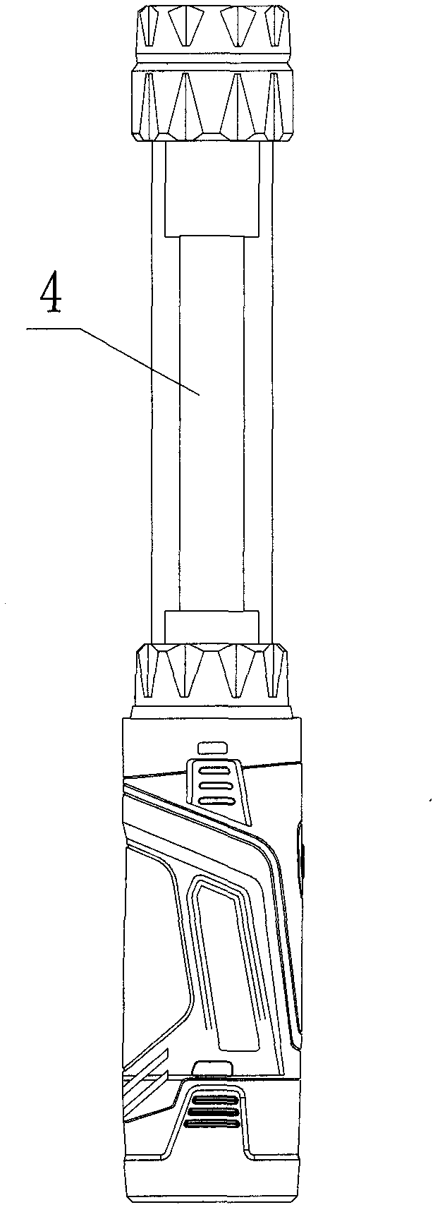 Structure capable of connecting with multiple types of functional heads on charging type flashlight