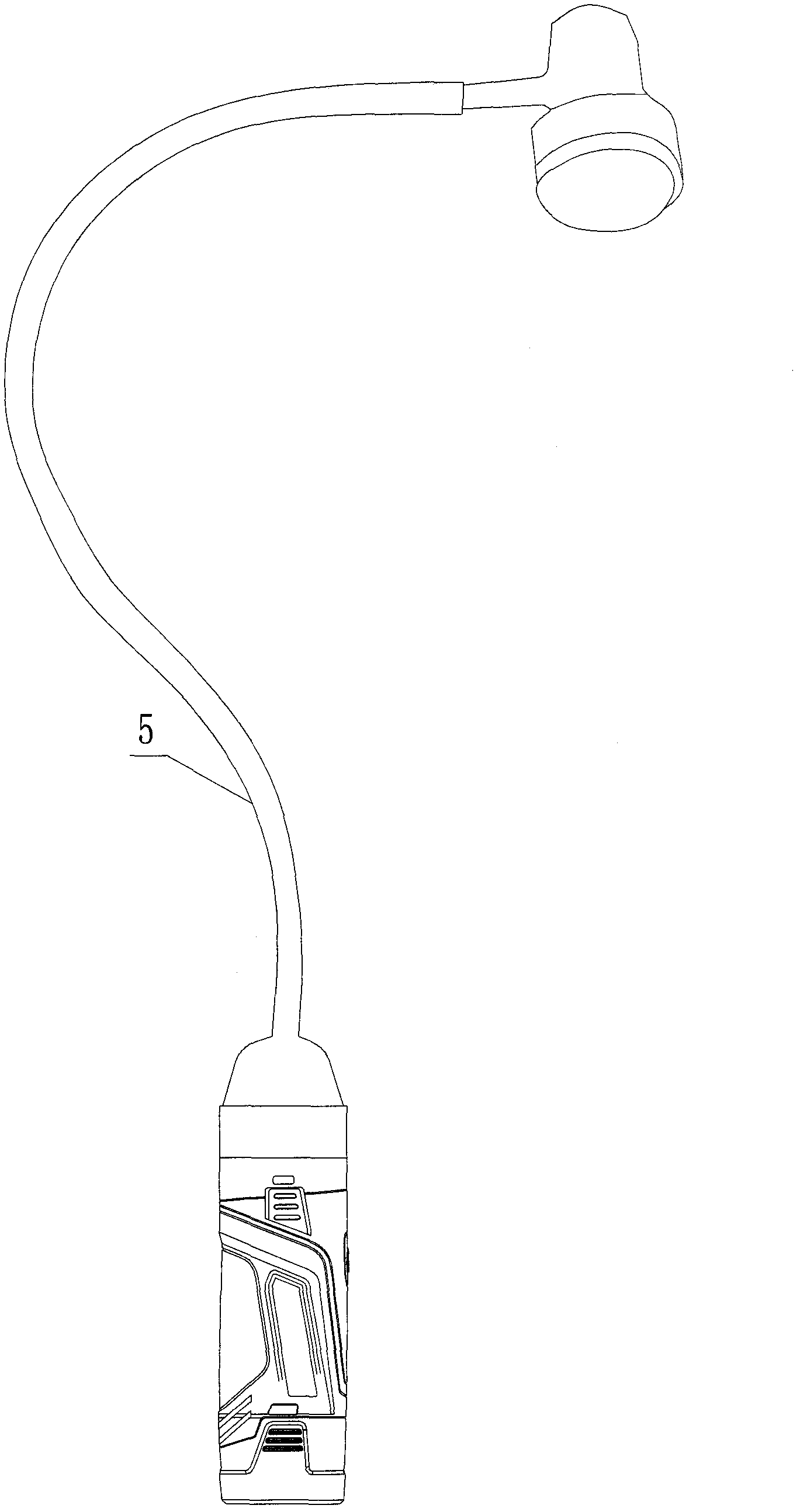 Structure capable of connecting with multiple types of functional heads on charging type flashlight