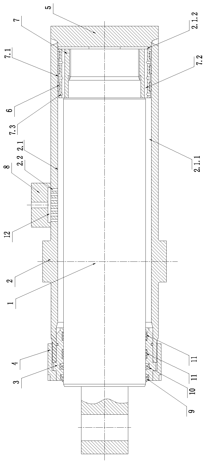 Plunger hydraulic cylinder with oil being fed through middle position