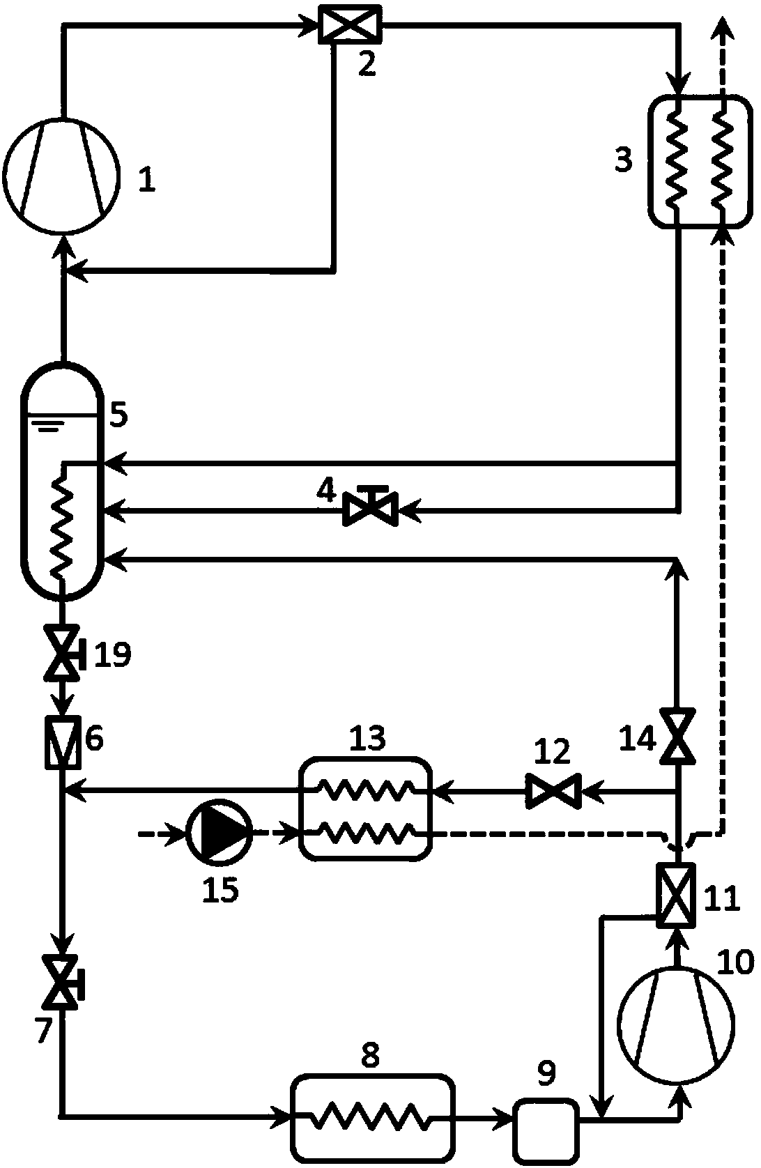 A high-efficiency large temperature rise single-stage throttling intercooling heat pump water heater